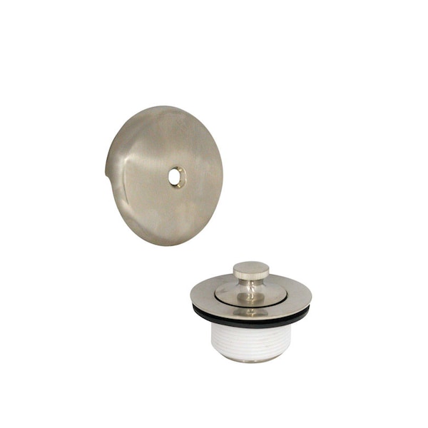 Danco Danco 1-1/2 in. Brushed Nickel Gray Round Brass Lift and Turn Tub Drain Trim Kit 89239A - main